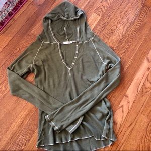 Old Navy Army Green Thermal Long-Sleeve Hooded Tee